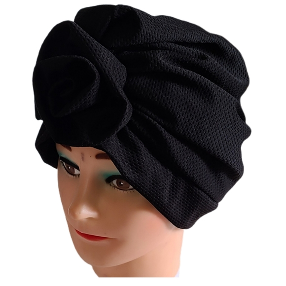 GOLDEN CROWN BLACK DESIGNER TURBAN HAT - Picture 4 of 7